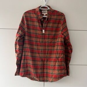 Goodthreads Men's Red and Brown Plaid Shirt Slim Fit